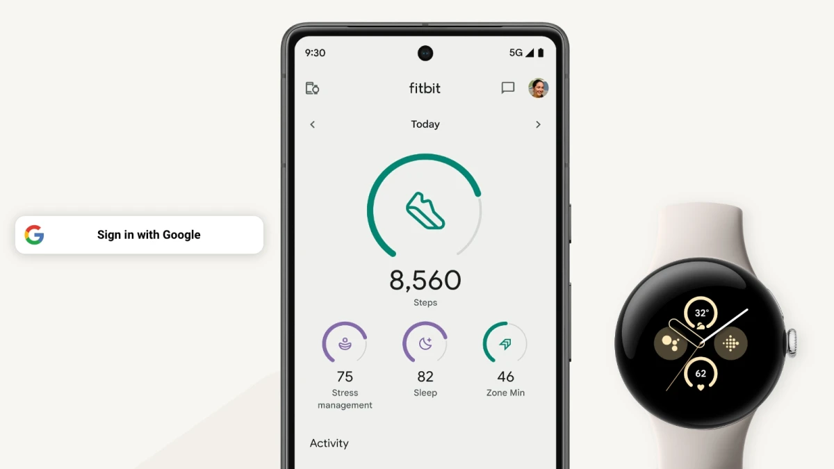 Для использования функций Fitbit в часах Pixel Watch 2 и Fitbit Charge 6 потребуется вход в учетную запись Google